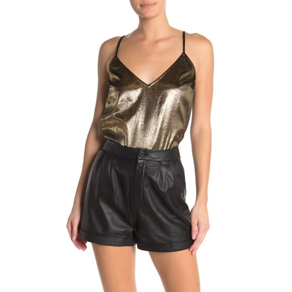 Frame Metallic Gold Velour Velvet Camisole Tank Top Blouse Sz M NEW $215 - Picture 1 of 6